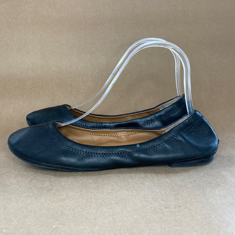 Lucky Brand Womens 6.5 Leather Ballet Flats Black